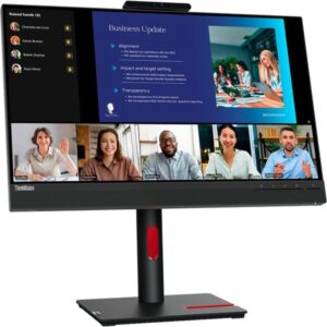 Lenovo ThinkVision T24v-30, LED-Monitor (60.5 cm (23.8 Zoll), schwarz, Full HD, IPS, HDMI, DisplayPort, VGA, Pivot, Webcam)