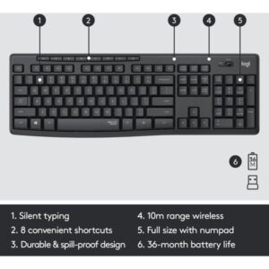 Logitech MK295, Desktop-Set (graphit, DE-Layout)