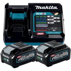 Makita Power Source Kit Li 40V 2,5Ah, Ladegerät (schwarz/blau, 2x Akku BL4025, 1x Schnellladegerät DC40RA)