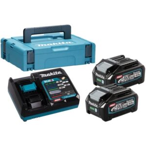 Makita Power Source Kit Li 40V 4Ah, Ladegerät (schwarz/blau, 2x Akku BL4025, 1x Schnellladegerät DC40RA, MAKPAC Gr.1)