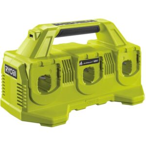 Ryobi 18 V ONE+ Ladestation RC18640, für bis zu 6 Akkus (grün/grau, Ladestrom 4,0A)