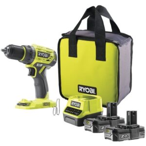 Ryobi ONE+ Akku-Bohrschrauber R18DD7-220S, 18Volt (grün/schwarz, 2x Li-Ionen Akku 2,0Ah, Tasche)