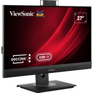 ViewSonic VG2756V-2K Videokonferenzmonitor, LED-Monitor (68.6 cm (27 Zoll), schwarz, QHD, IPS, Webcam, Mikrofon, LED-Licht, USB-Hub, USB-C)