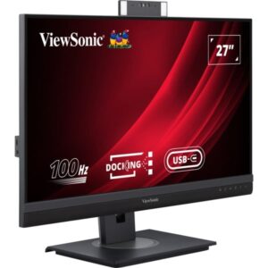 ViewSonic VG2757V-2K Videokonferenzmonitor, LED-Monitor (68.6 cm (27 Zoll), schwarz (matt)/grau, QHD, IPS, Webcam, Mikrofon, USB Hub, USB-C, 100Hz Panel)