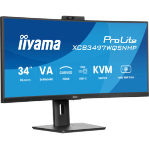 iiyama ProLite XCB3497WQSNPH-B1, LED-Monitor (86.4 cm (34 Zoll), schwarz (matt), UWQHD, VA, Curved, KVM, USB-Hub, USB-C, Webcam, 120Hz Panel)