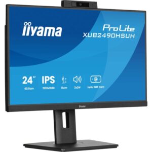 iiyama ProLite XUB2490HSUH-B2, LED-Monitor (60.5 cm (24 Zoll), schwarz (matt), FullHD, IPS, Webcam, Mikrofon, USB-Hub, 100Hz Panel)