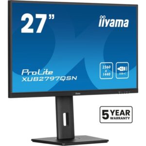 iiyama ProLite XUB2797QSN-B2, LED-Monitor (68.5 cm (27 Zoll), schwarz (matt), QHD, IPS, Adaptive Sync, USB-C Dock, RJ 45, 100Hz Panel)