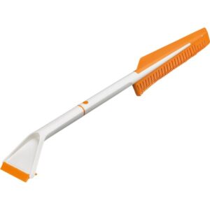 Fiskars SnowXpert Eiskratzer & Schneebürste (weiß/orange, 9,5cm)